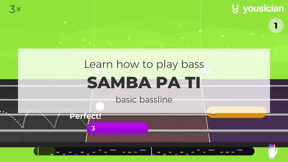 Learn how to play Samba Pa Ti on Bass Yousician