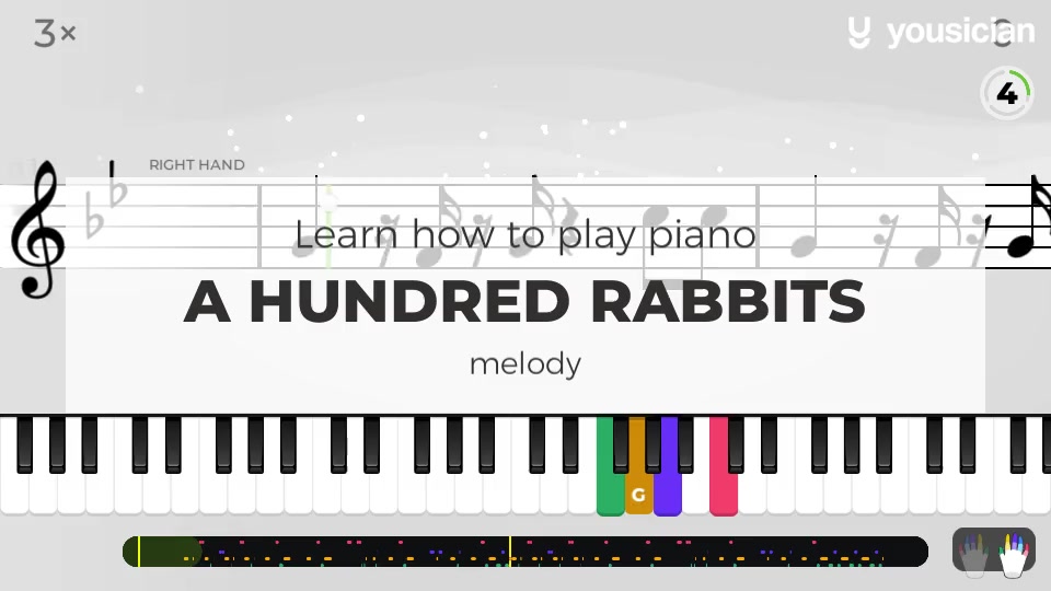 Learn how to play A Hundred Rabbits on Piano Yousician