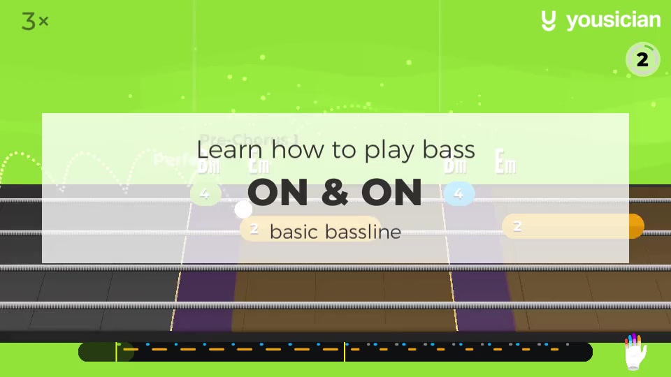 Learn how to play On & On on Bass Yousician