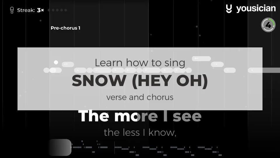 Learn how to sing Snow (Hey Oh) Yousician