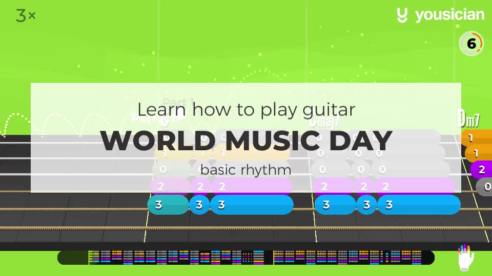 Learn how to play World Music Day on Guitar Yousician