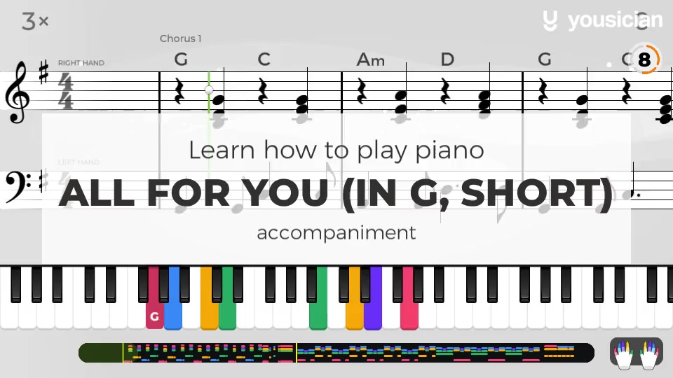 Learn how to play All For You (in G, short) on piano Yousician