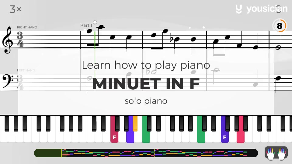 Learn how to play Minuet In F on Piano Yousician