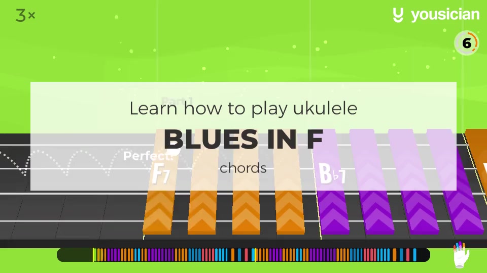 Learn how to play Blues In F on Ukulele Yousician