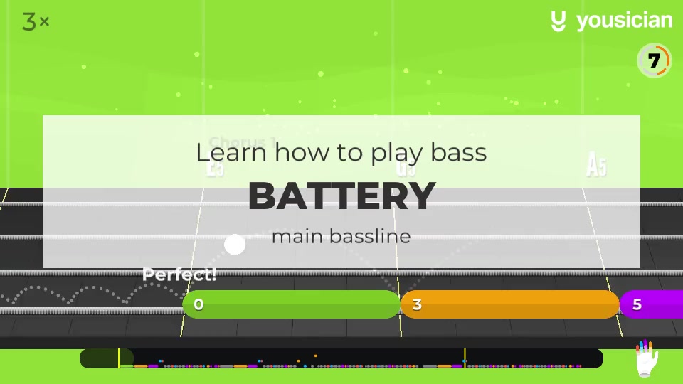 Learn how to play Battery on Bass Yousician